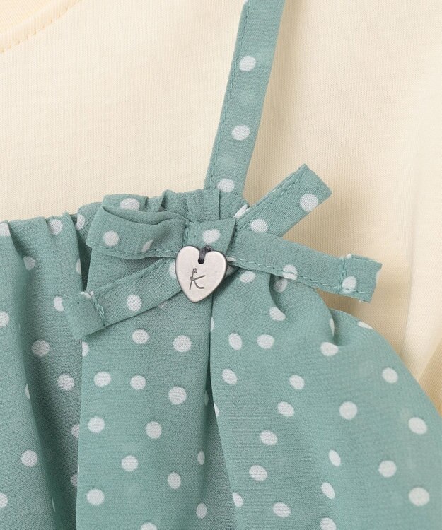 組曲 KIDS 【110-140㎝】ドットキャミ＋TシャツSET ミントグリーン×クリーム