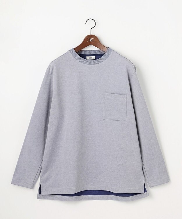 JOSEPH ABBOUD 【キングサイズ・JAPANファブリック・日本縫製・清涼】ミラノリブWフェイス長袖Tシャツ ブルー系