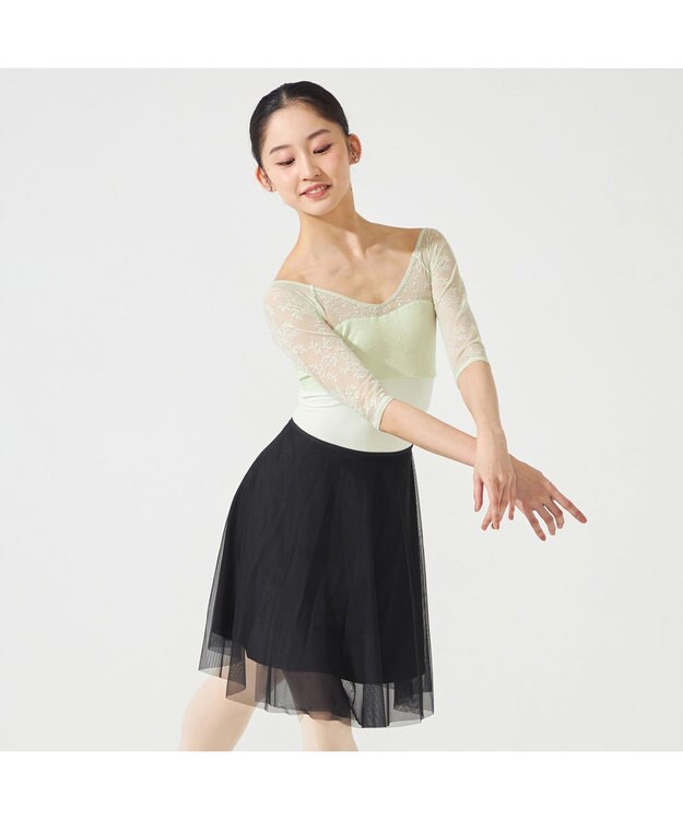 Chacott 6分袖レオタード リーフグリーン