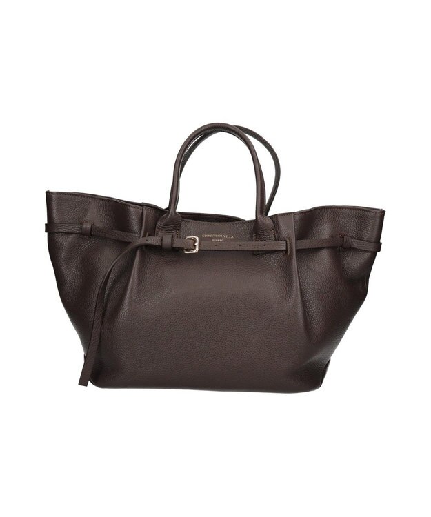 INTER-CHAUSSURES 【CHRISTIAN VILLA】シュリンクレザーハンドバッグ ダークブラウン
