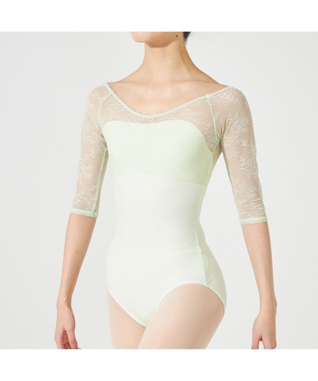 Chacott 6分袖レオタード リーフグリーン