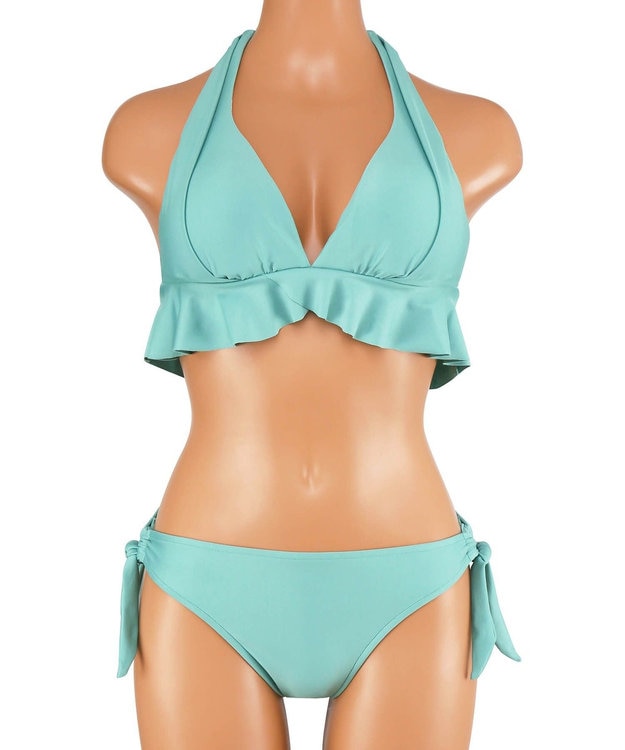 San-ai Resort（三愛水着楽園） 【SALE】ナチュラルだけどしっかり盛れる【ナチュラルアップブラ】Solidノンワイヤービキニ グリーン