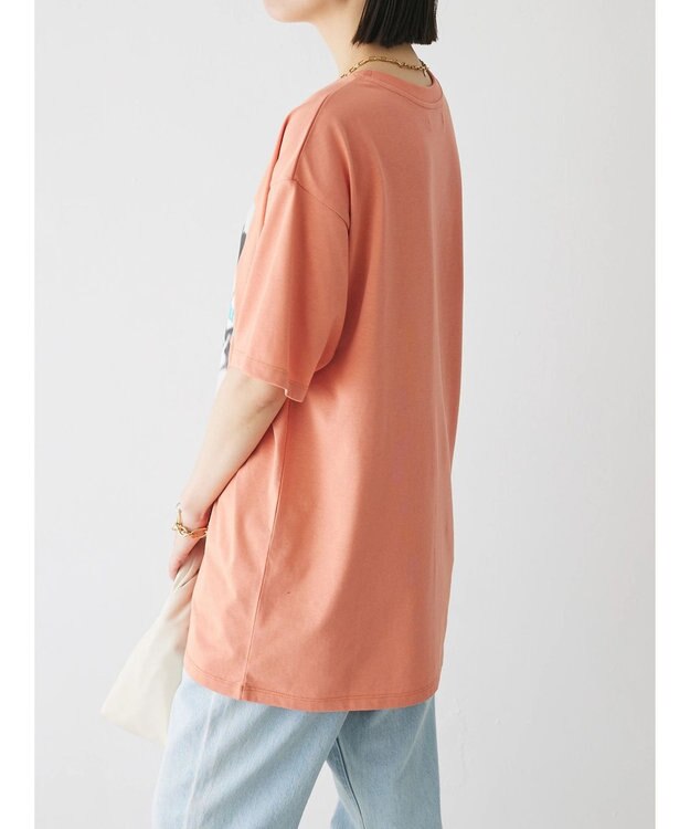 Green Parks レトロフラワーロゴ入りプリントＴシャツ Orange