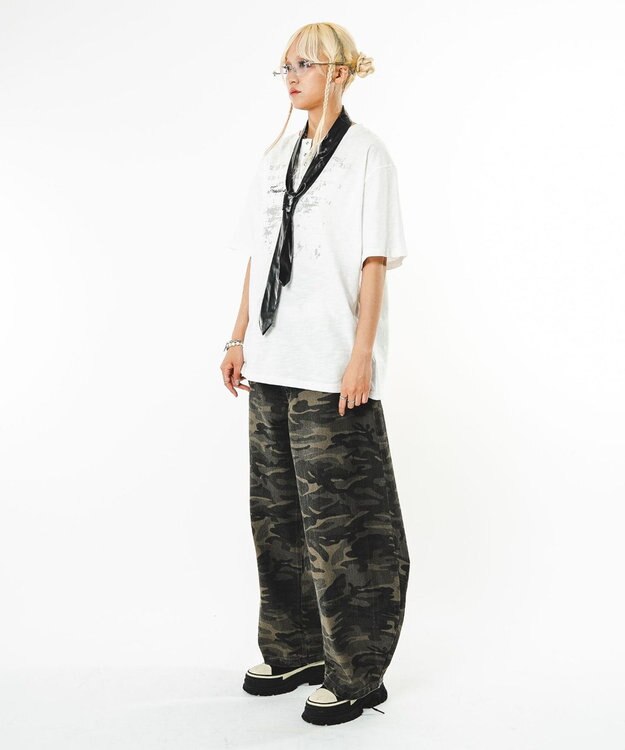 WEGO 【ユニセックス着用ITEM】ハトメバッククロスモチーフパンツ 柄1