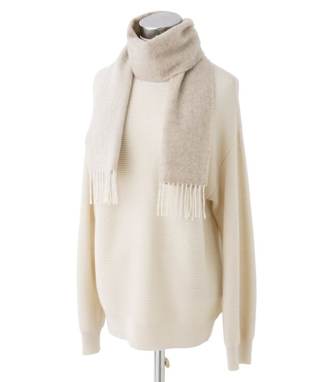 MOONBAT FURLA カシミヤ100%リバーシブルプチマフラー/幅20cm ベージュ