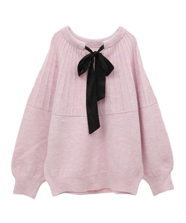 Green Parks ボウタイリボン付きニット Light Pink