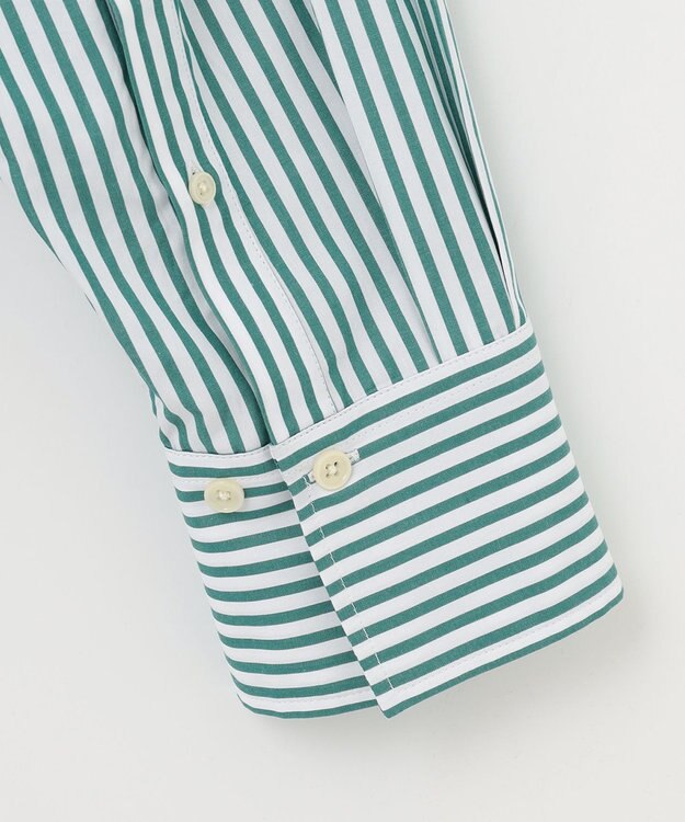 UNFILO 【洗える】イージーケア オーバーシャツ グリーン×ホワイト