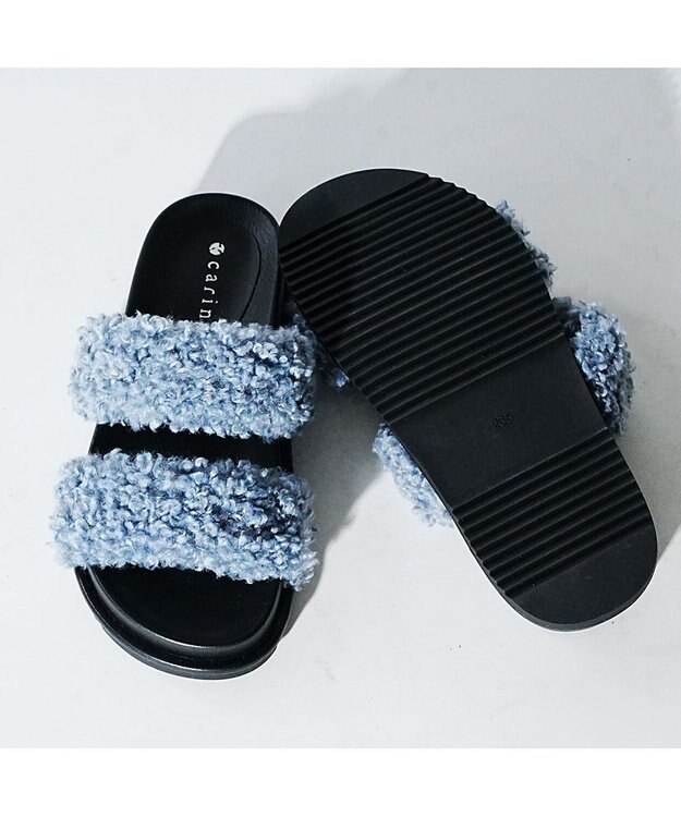 MODE ET JACOMO <carino>エコファーもこもこサンダル ブルー