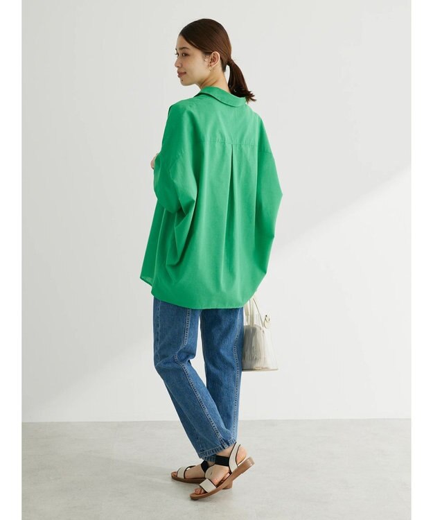 Green Parks 綿麻混スキッパーシャツ Green