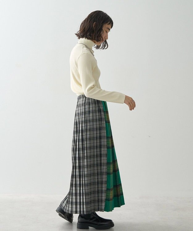 AMERICAN HOLIC シャギーチェックプリーツスカート Green
