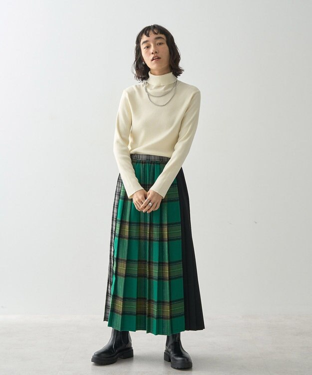 AMERICAN HOLIC シャギーチェックプリーツスカート Green