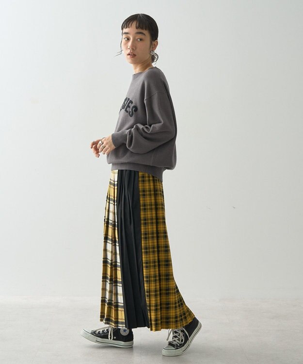 AMERICAN HOLIC シャギーチェックプリーツスカート Mustard
