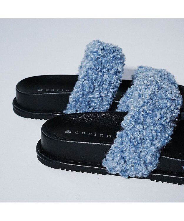 MODE ET JACOMO <carino>エコファーもこもこサンダル ブルー
