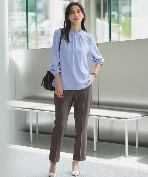 ANY SIS L ウーステッドエステル テーパード パンツ モカグレー