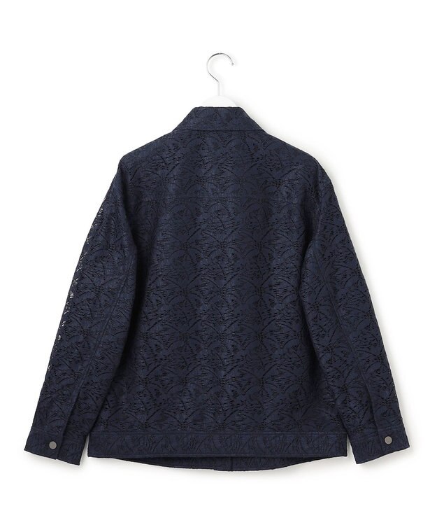 ICB L 【洗える】リーフラッセルレース ジャケット ネイビー系