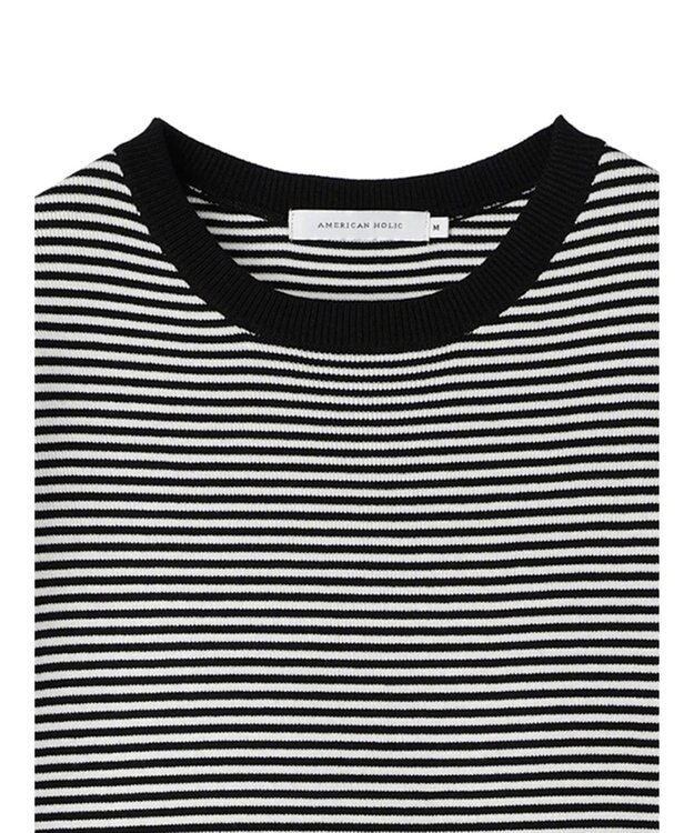 AMERICAN HOLIC ５分袖リブニットプルオーバー Border