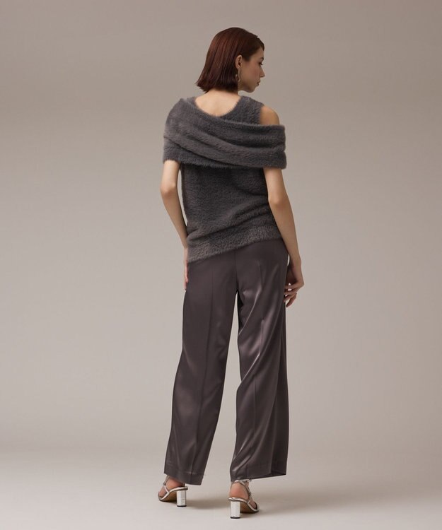 GRACE CONTINENTAL オフタートルニットトップ グレー