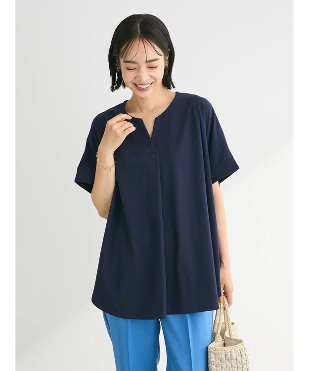 Green Parks 冷っとすずやか　フレンチスリーブスキッパー Dark Navy