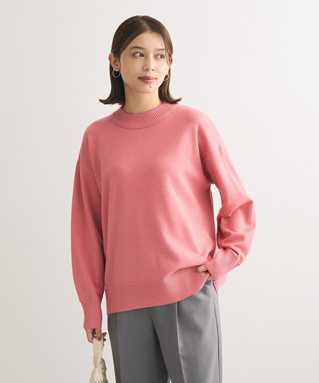 Green Parks もちやわモックネックニットプルオーバー Pink