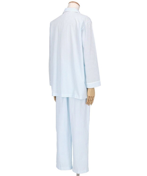 ワコール／睡眠科学 メンズ パジャマ 長袖 長ズボン 綿100%(本体) サッカー素材 YGX345 睡眠科学／ワコール サックス