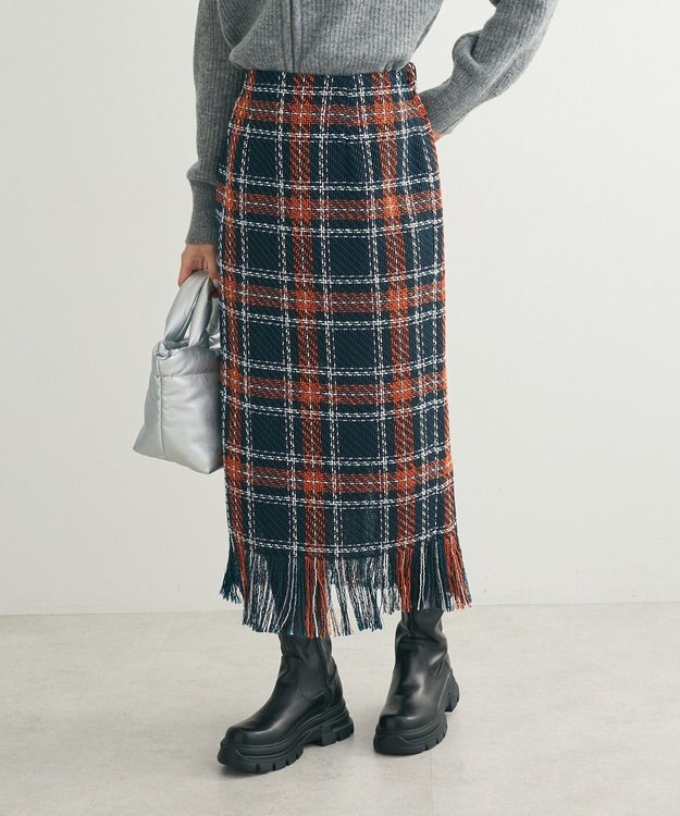 Green Parks ・ＳＵＧＡＲ　ＳＰＯＯＮ　チェックフリンジスカート