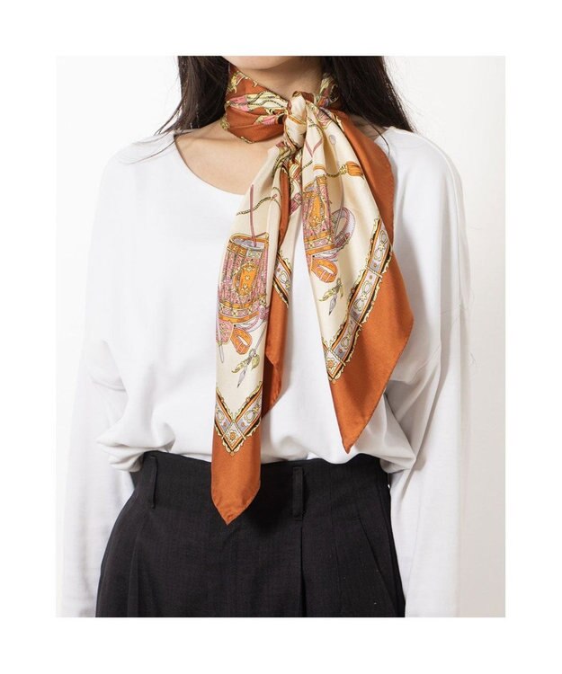 UNBILLION カカトゥ kakatoo / マーチングバンド柄シルクスカーフ ブラウン