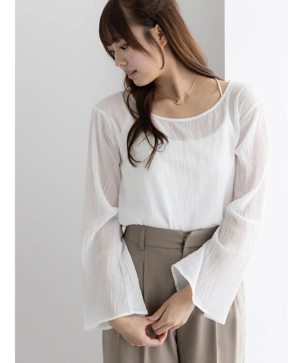 Te chichi クレープフレアスリーブブラウス【AOYAMA FASHION ASSOCIATION × Te chichi】 オフホワイト