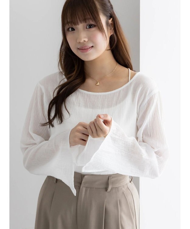 Te chichi クレープフレアスリーブブラウス【AOYAMA FASHION ASSOCIATION × Te chichi】 オフホワイト