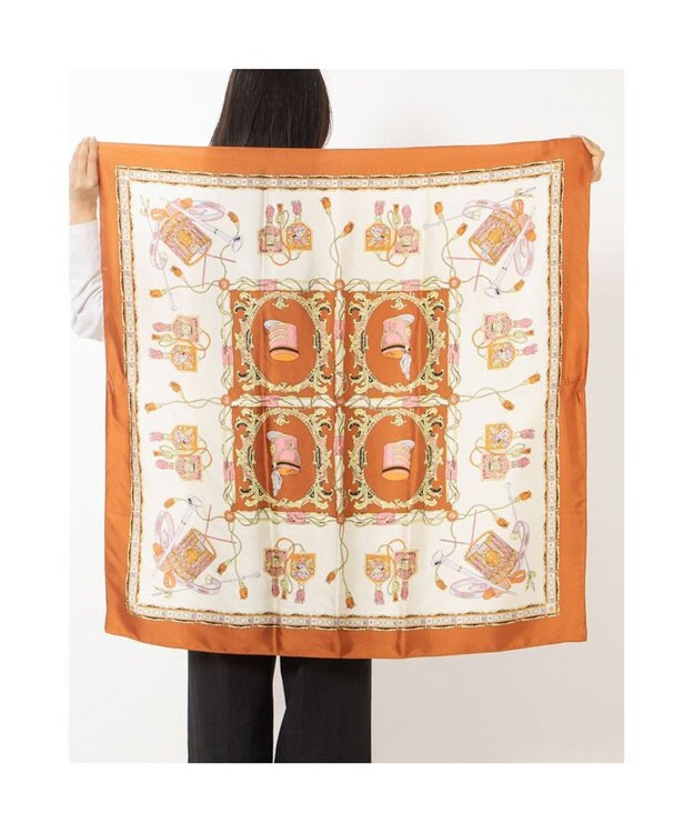 UNBILLION カカトゥ kakatoo / マーチングバンド柄シルクスカーフ ブラウン