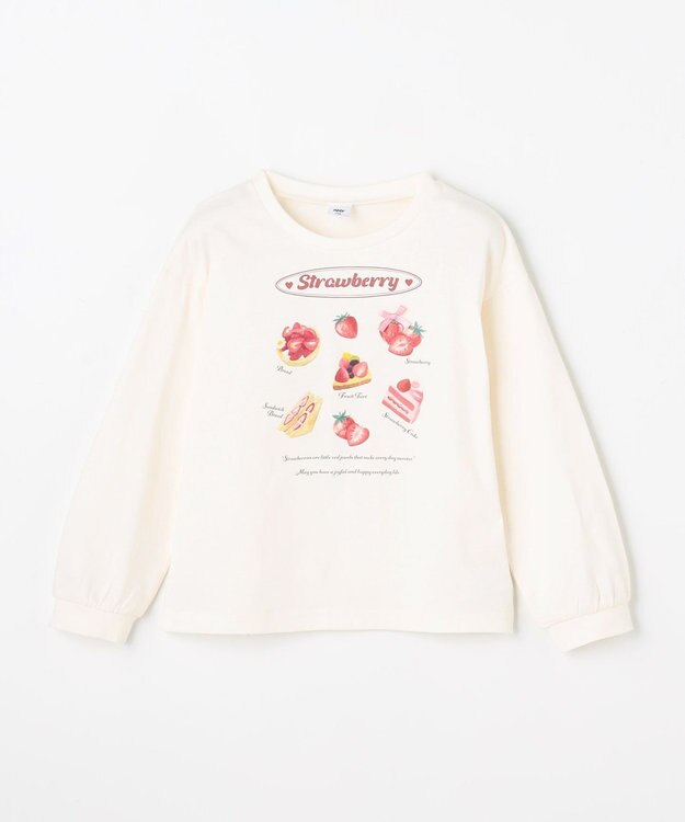 ANY KIDS 【Strawberry Collection】アートプリント 長袖Tシャツ エクリュ