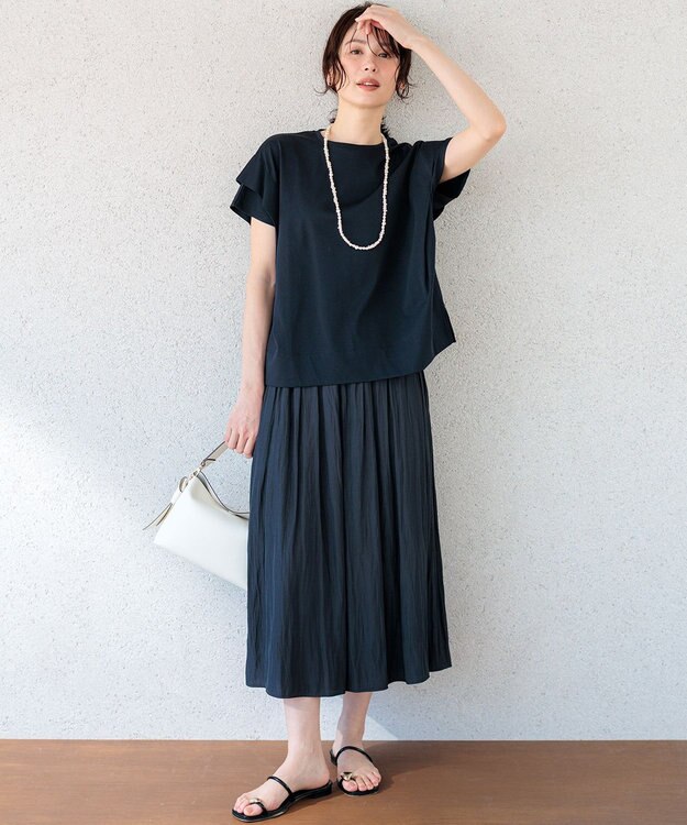 組曲 S GIZAコットンドルマンスリーブ Tシャツ ネイビー系