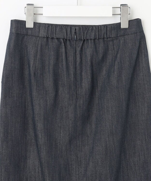 J.PRESS LADIES L 【洗える】 セルロースシャンブレー タイト ナロー スカート ネイビー系