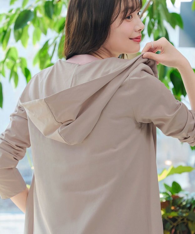 Tiaclasse L 【おのののかさん着用】「サマケア 」フード付きカットソーロングカーディガン グレージュ