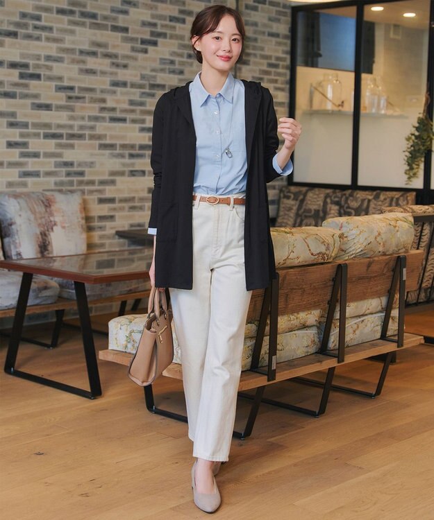 Tiaclasse L 【おのののかさん着用】「サマケア 」フード付きカットソーロングカーディガン ブラック