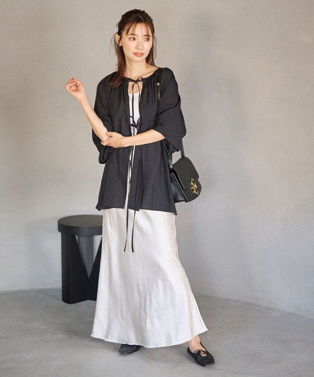 #Newans 2WAYシアーボレロブラウス ブラック