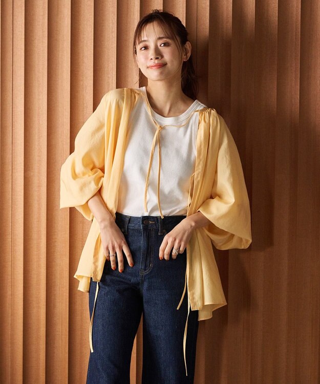 #Newans 2WAYシアーボレロブラウス イエロー