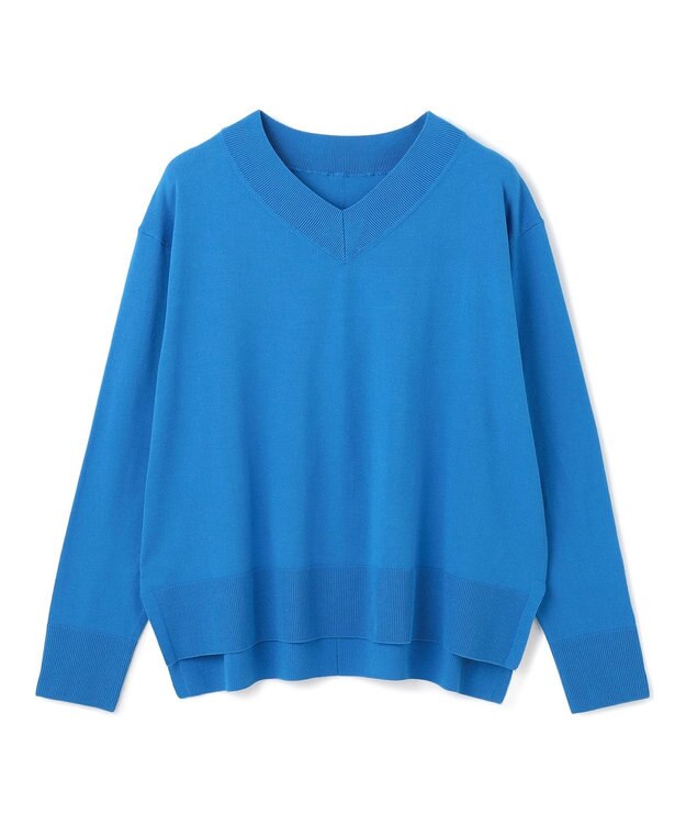UNFILO マイビューティ Vネック ニット ブルー