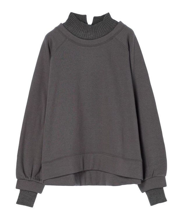 Green Parks 裏起毛ニットリブドッキングプルオーバー Gray