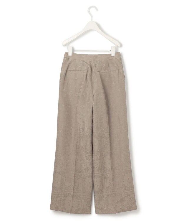 ICB L 【日本製・洗える】ペイズリーレノクロス ワイドストレートパンツ クリームブラウン系