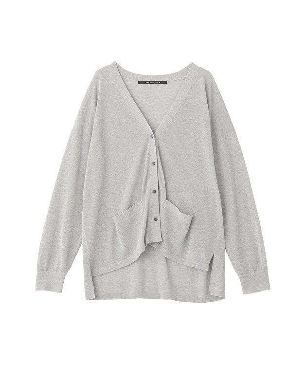 YECCA VECCA ハイゲージミドル丈Vネックカーディガン Light Gray