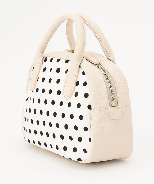 UNBILLION perche 牛革ハラコタイプ×ゴートハーフムーン2wayボストン アイボリー