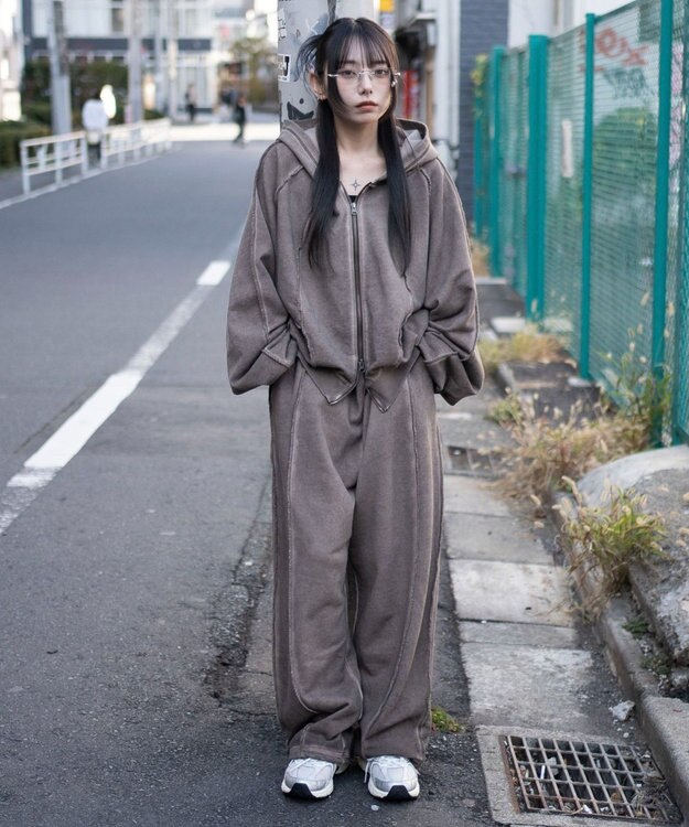 WEGO 【ユニセックス着用ITEM/ウエストゴム】スウィッチングスウェットパンツ ブラウン