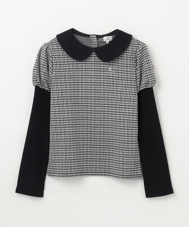 組曲 KIDS 【150-160㎝】チェックジャガード トレーナー ブラック系3