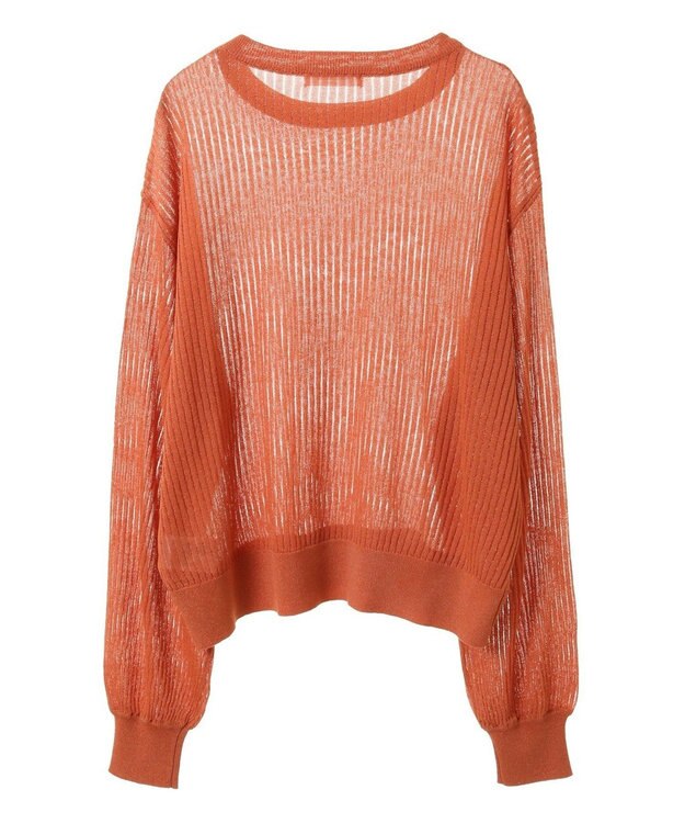 Green Parks ラメシアーリブニットプルオーバー Orange