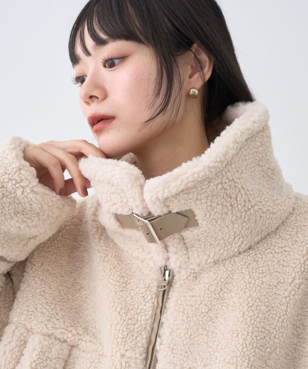 earth music&ecology ボアZIPブルゾン Ivory