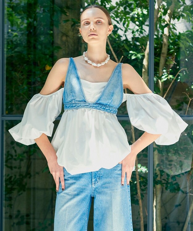 BEIGE， PROTAGONISTA / パフブラウス White