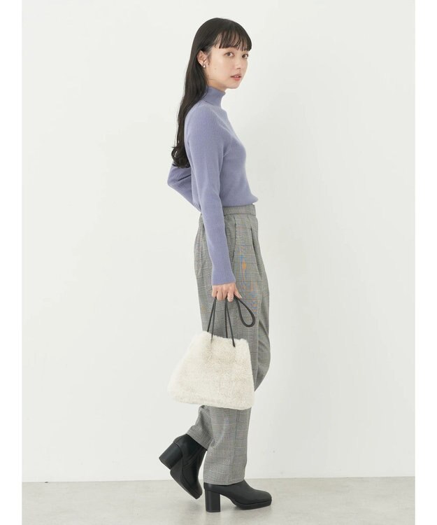 earth music&ecology やわらかタッチリブタートルネックプルオーバー Blue