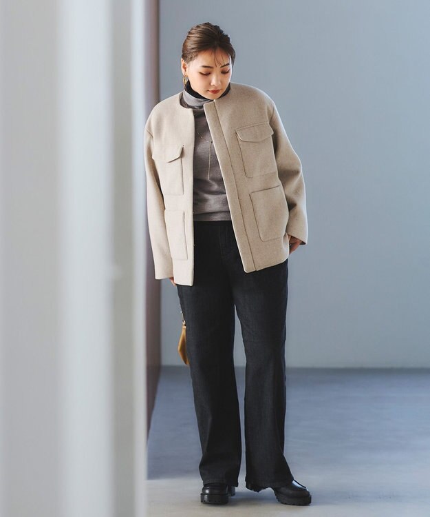 UNFILO ハイゲージウール ハイネック ベージュ