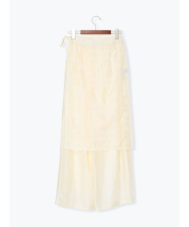 Te chichi チーフ刺繍ラップスカート付きパンツ オフホワイト