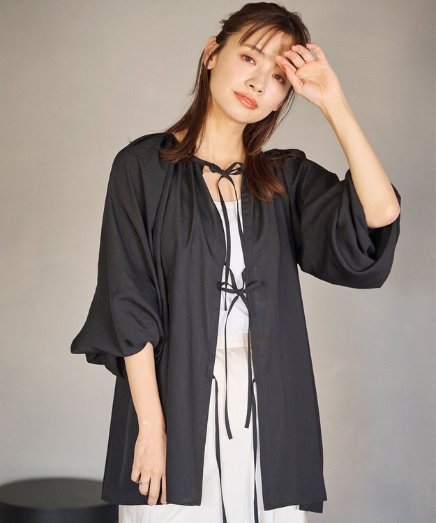 #Newans 2WAYシアーボレロブラウス ブラック